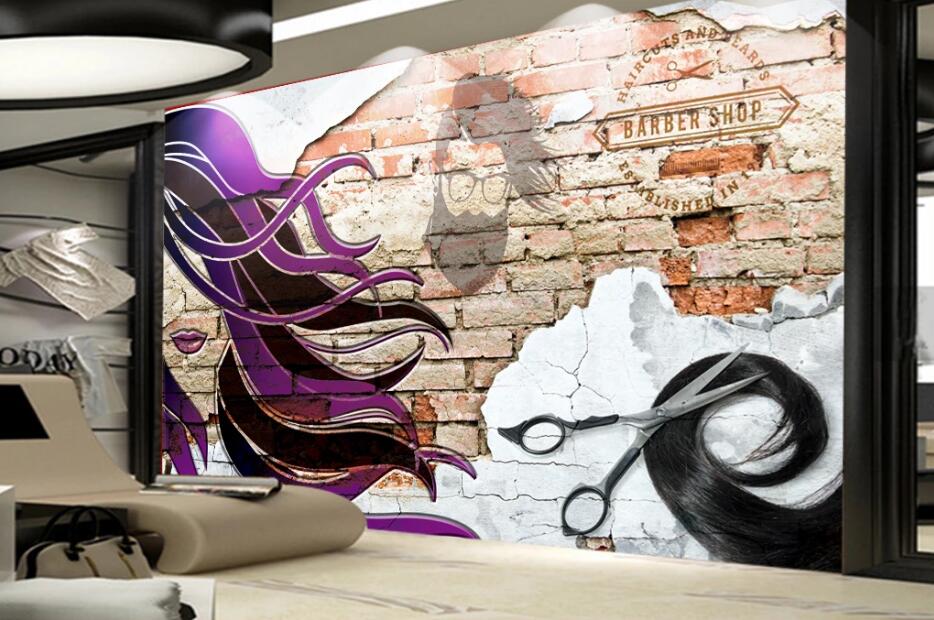3D Long Purple Hair 1583 Wall Murals