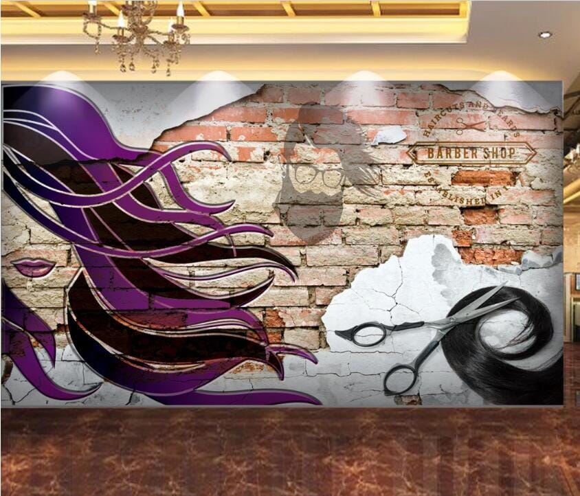 3D Long Purple Hair 1583 Wall Murals Wallpaper AJ Wallpaper 2 