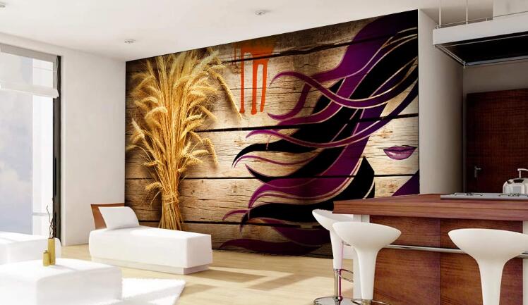 3D Long Purple Hair 1584 Wall Murals