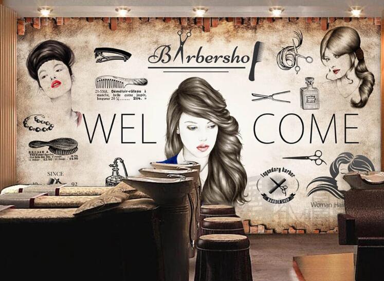 3D Fashion Barber Shop 1562 Wall Murals
