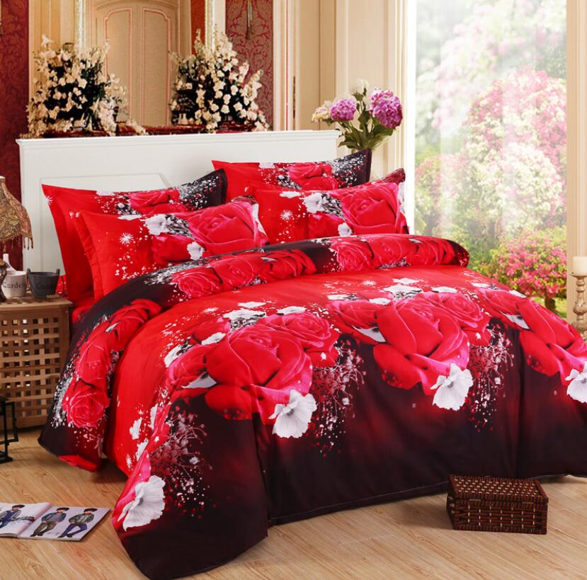 3D Red Rose Flower 6056 Bed Pillowcases Quilt