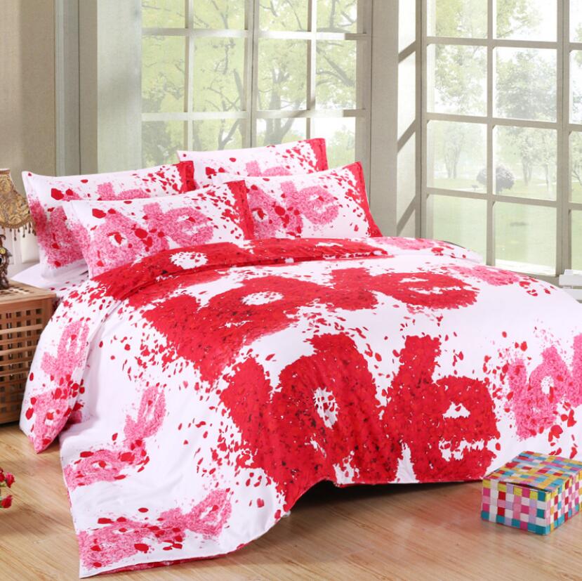 3D Red Love 1059 Bed Pillowcases Quilt
