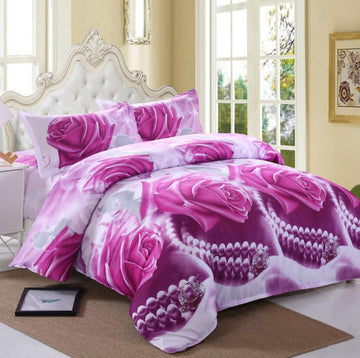 3D Pearl Rose 6077 Bed Pillowcases Quilt