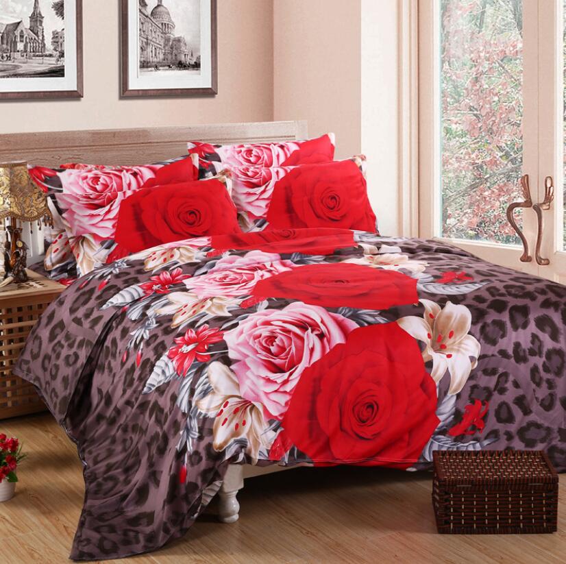 3D Rose Leopard 1172 Bed Pillowcases Quilt
