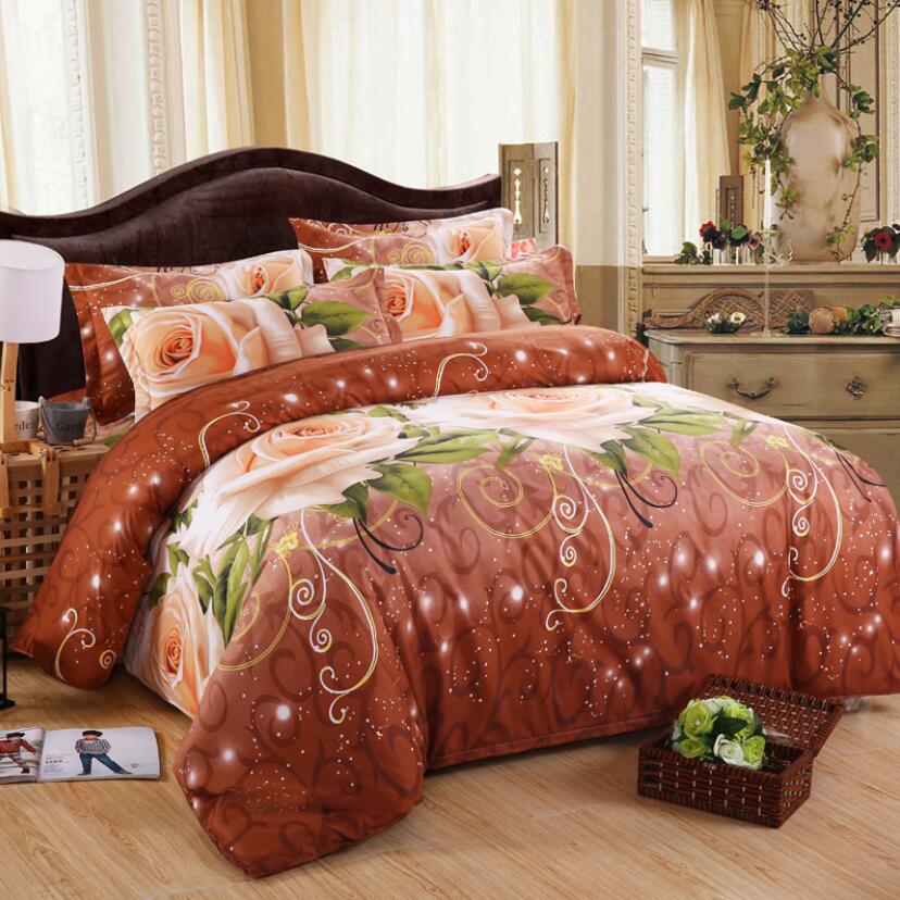 3D Brown Yellow Rose 6081 Bed Pillowcases Quilt