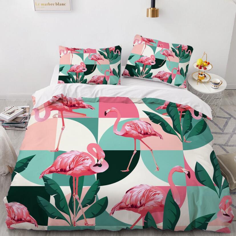 3D Flamingo Leaves 8185 Bed Pillowcases Quilt