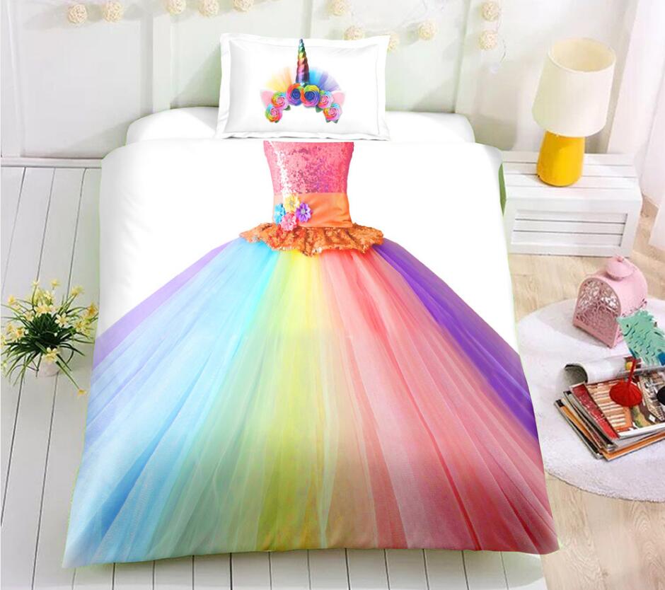 3D Multicolored Skirt 1122 Bed Pillowcases Quilt