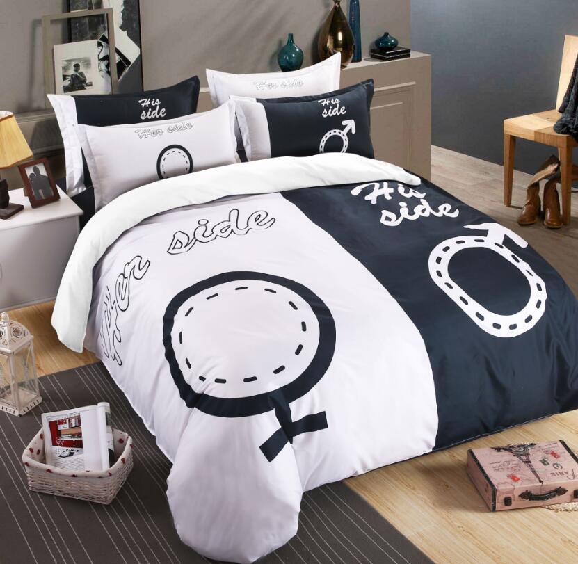 3D Her His Black White 1025 Bed Pillowcases Quilt
