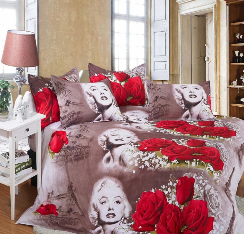 3D Marilyn Monroe Rose 6024 Bed Pillowcases Quilt