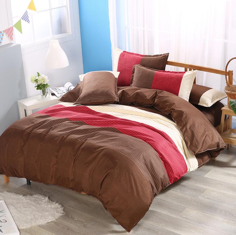 3D Red-Brown Color Matching 1160 Bed Pillowcases Quilt