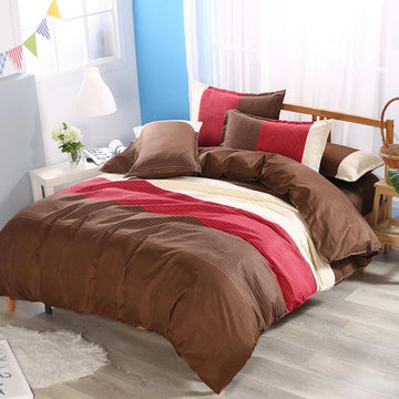 3D Red-Brown Color Matching 1160 Bed Pillowcases Quilt