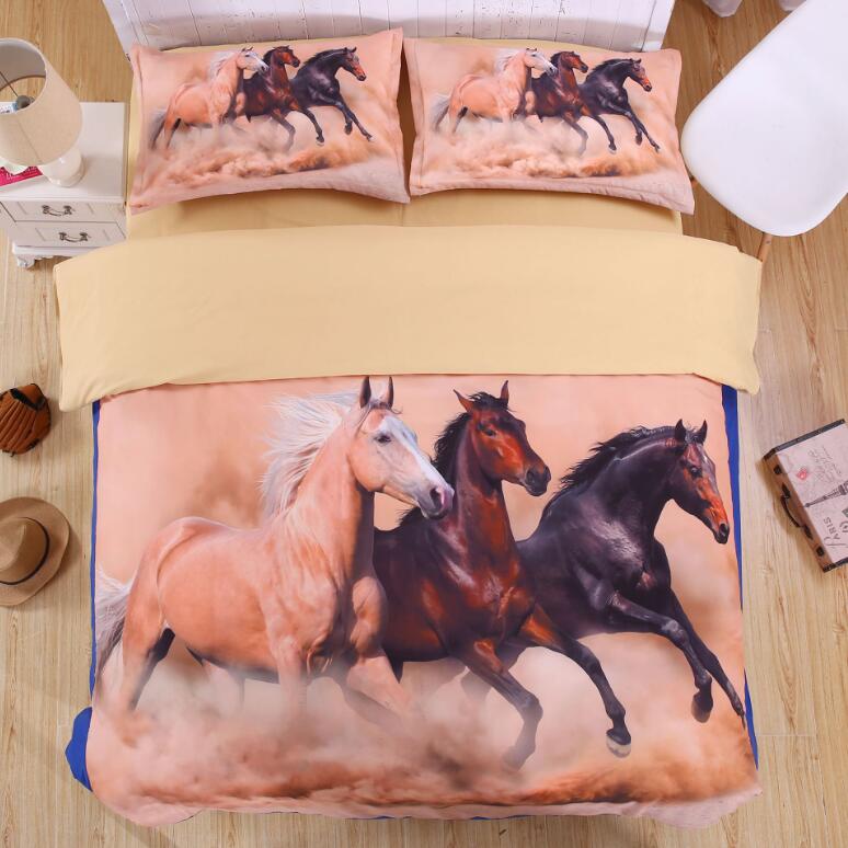 3D Three Horses 1162 Bed Pillowcases Quilt