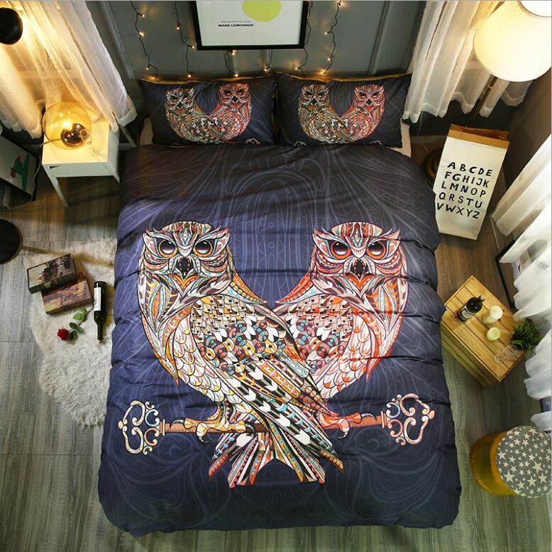3D Two Owls 1043 Bed Pillowcases Quilt