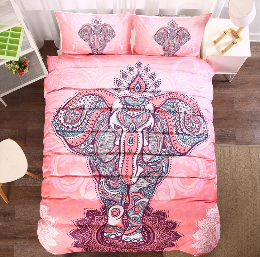 3D Pink Totem Elephant 1100 Bed Pillowcases Quilt