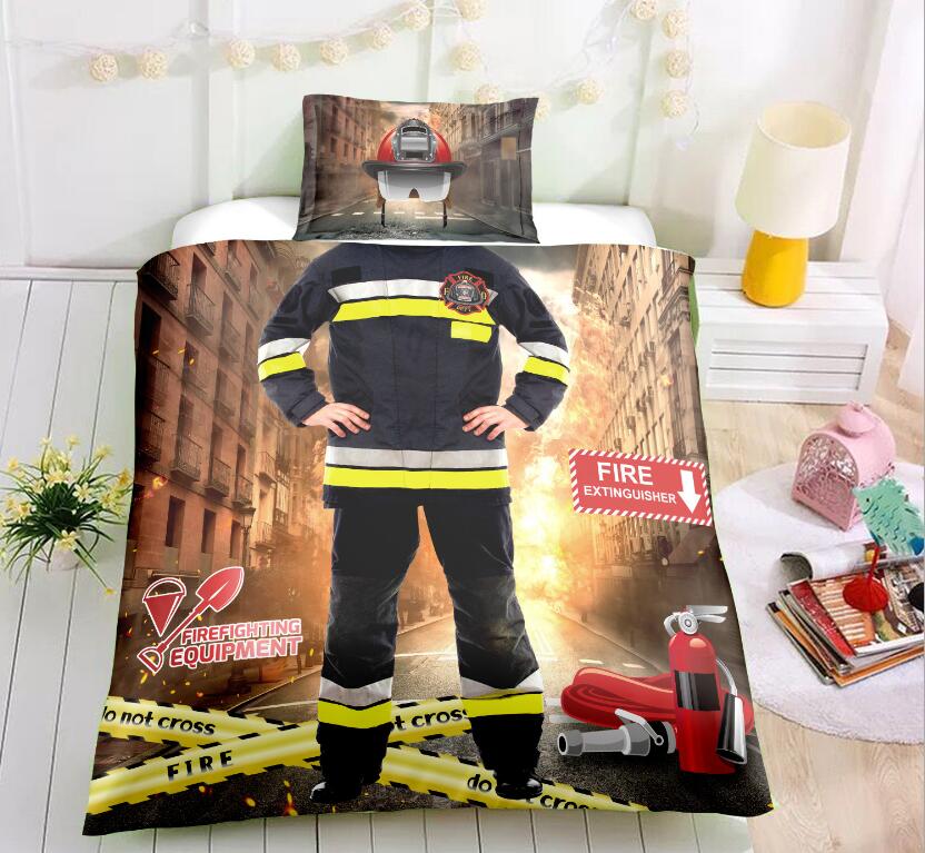 3D Firemen 6045 Bed Pillowcases Quilt