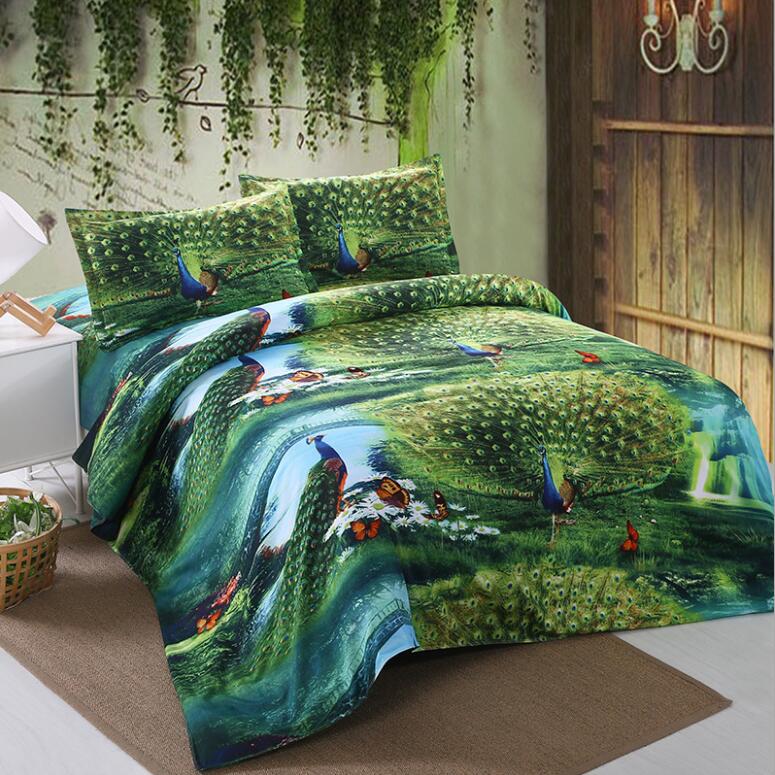 3D Peacock Forest 1165 Bed Pillowcases Quilt