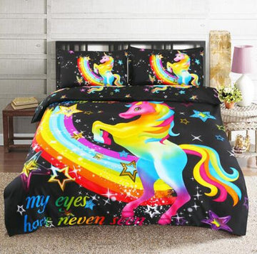 3D Rainbow Unicorn 8182 Bed Pillowcases Quilt