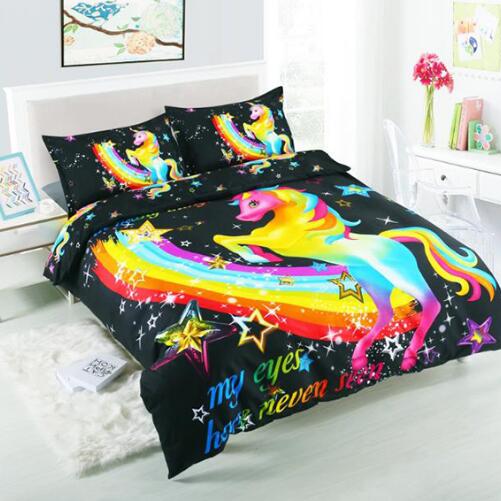 3D Rainbow Unicorn 8182 Bed Pillowcases Quilt