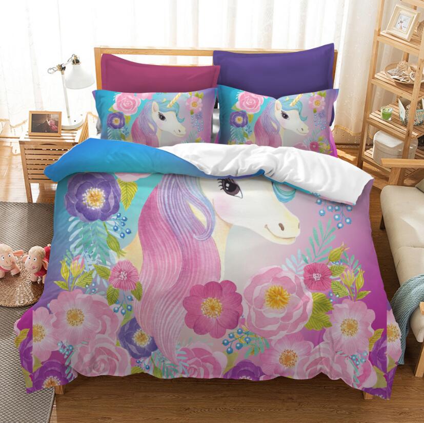 3D Flower Bush Unicorn 1146 Bed Pillowcases Quilt