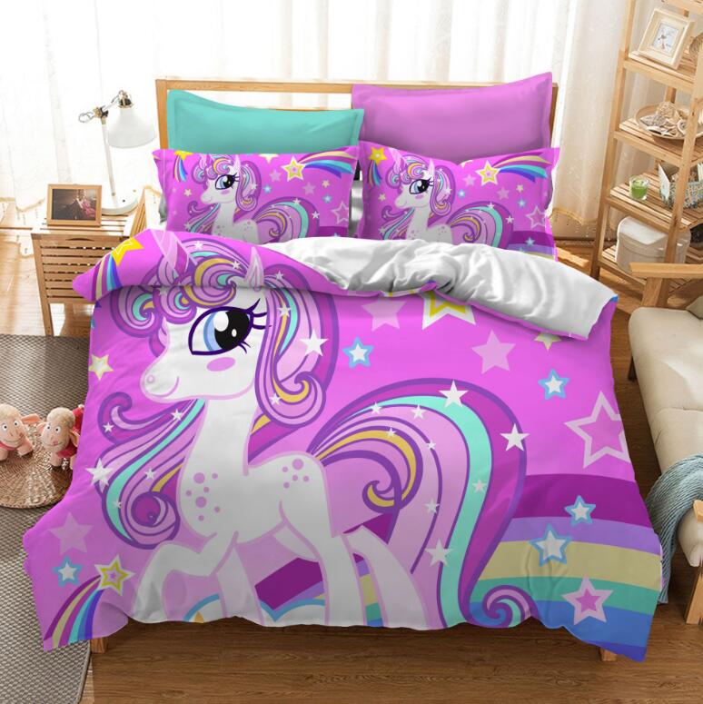 3D Purple Unicorn Star 1182 Bed Pillowcases Quilt
