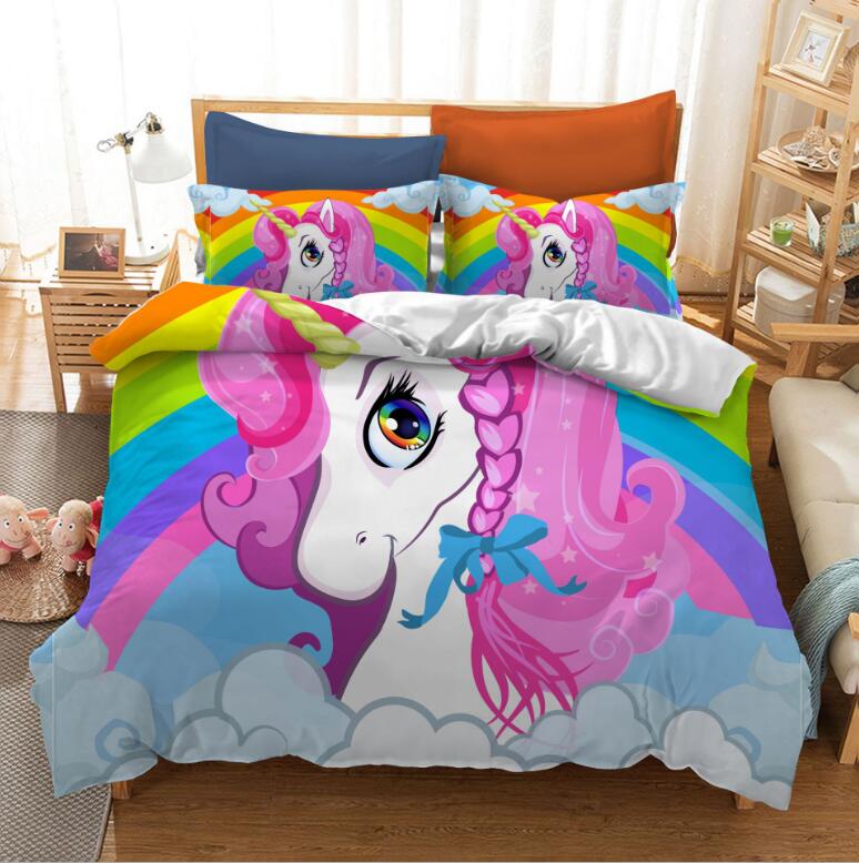 3D Cartoon Big Eyed Unicorn 1119 Bed Pillowcases Quilt