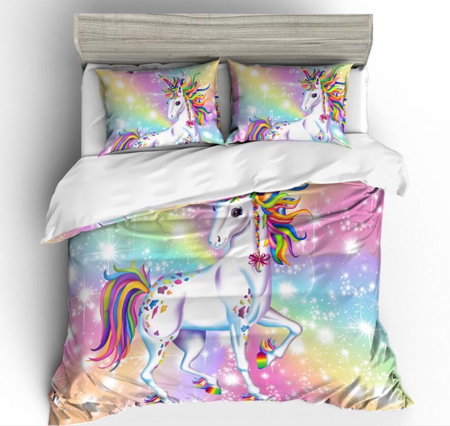 3D Colorful Unicorn 1009 Bed Pillowcases Quilt