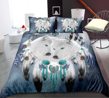 3D Two White Wolves 1062 Bed Pillowcases Quilt