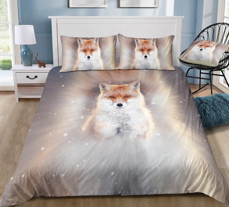 3D Fox 1064 Bed Pillowcases Quilt