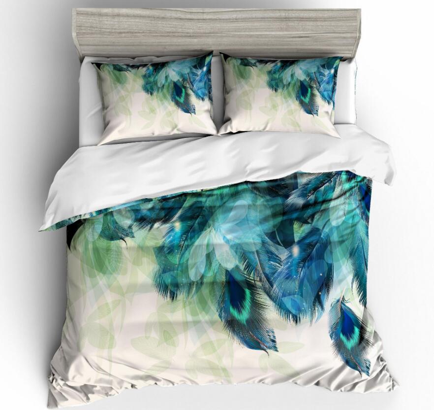 3D Peacock Feather 1166 Bed Pillowcases Quilt