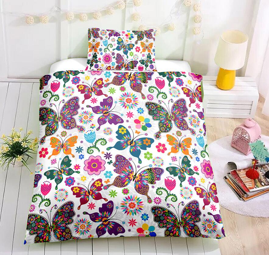 3D Colorful Flowers And Butterflies 1148 Bed Pillowcases Quilt