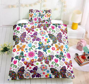 3D Colorful Flowers And Butterflies 1148 Bed Pillowcases Quilt