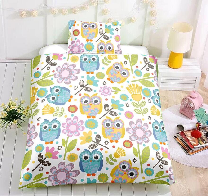 3D Cartoon Owl Leaves 1147 Bed Pillowcases Quilt