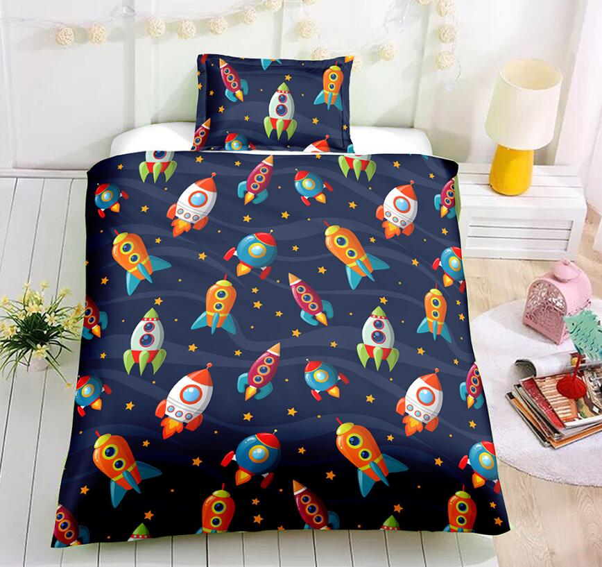 3D Little Rocket 6046 Bed Pillowcases Quilt