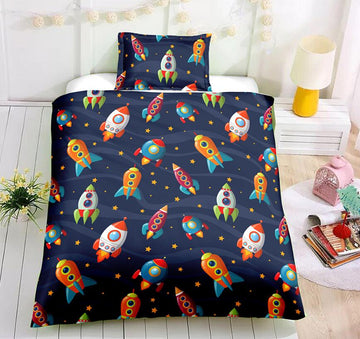 3D Little Rocket 6046 Bed Pillowcases Quilt