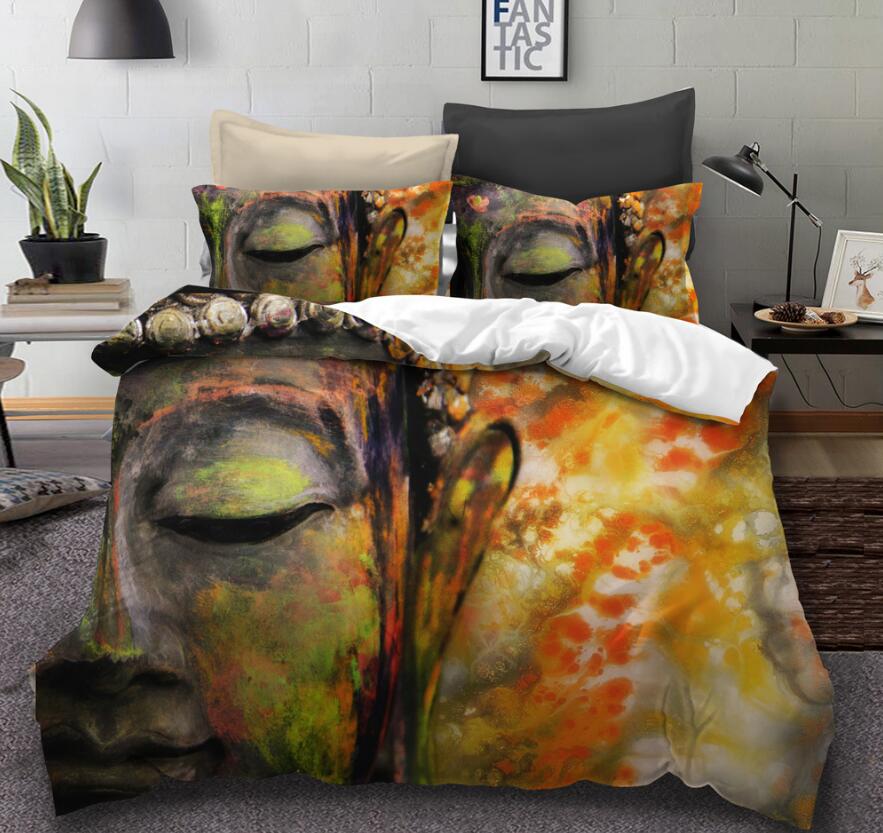 3D Buddha Face 1021 Bed Pillowcases Quilt