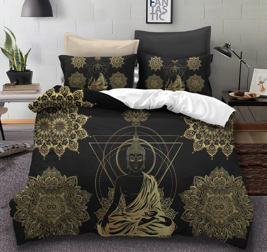 3D Buddha Triangle 1020 Bed Pillowcases Quilt