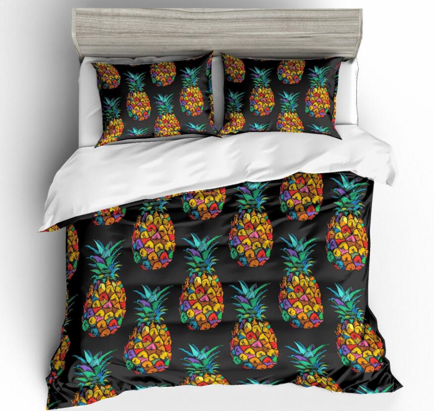 3D Black Pineapple 1141 Bed Pillowcases Quilt