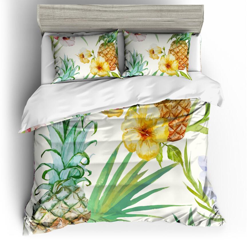 3D Watercolor Pineapple 6027 Bed Pillowcases Quilt