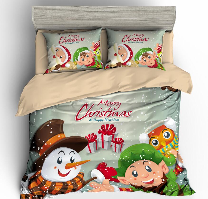 3D Christmas Snowman 6012 Bed Pillowcases Quilt