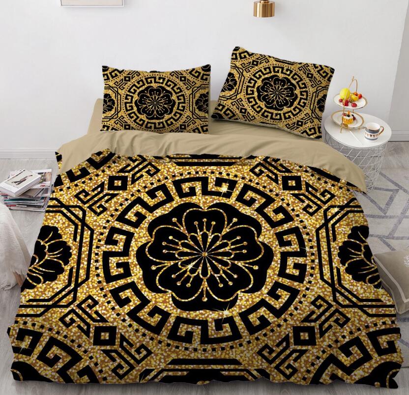 3D Black Golden Totem Cherry Blossom 11149 Bed Pillowcases Quilt