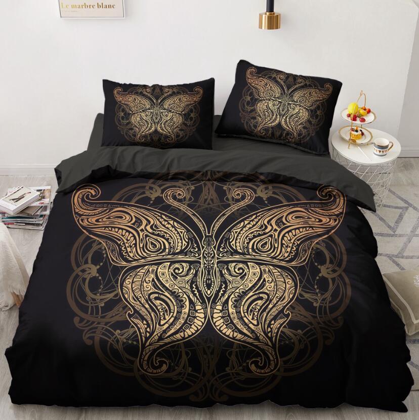 3D Gold Butterfly Pattern 5543 Bed Pillowcases Quilt