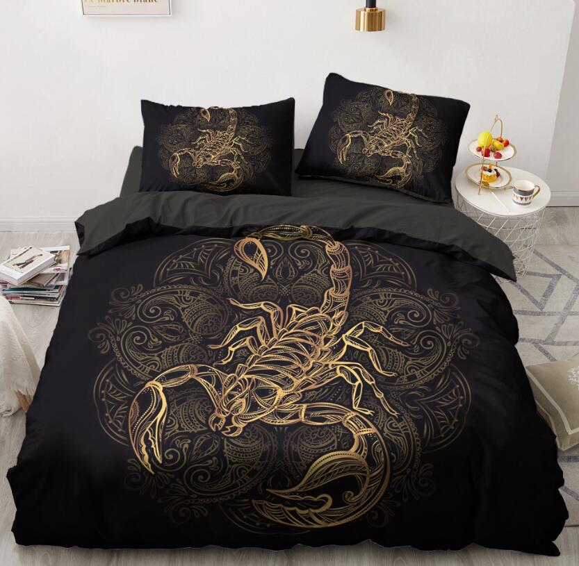 3D Gold Scorpion 5546 Bed Pillowcases Quilt