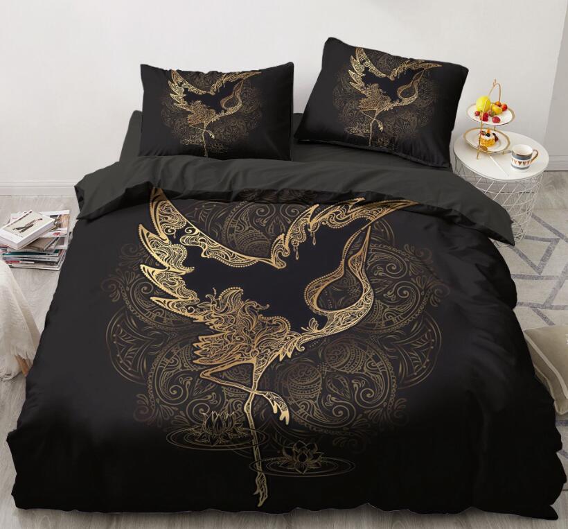 3D Gold Red-Crowned Crane 5549 Bed Pillowcases Quilt