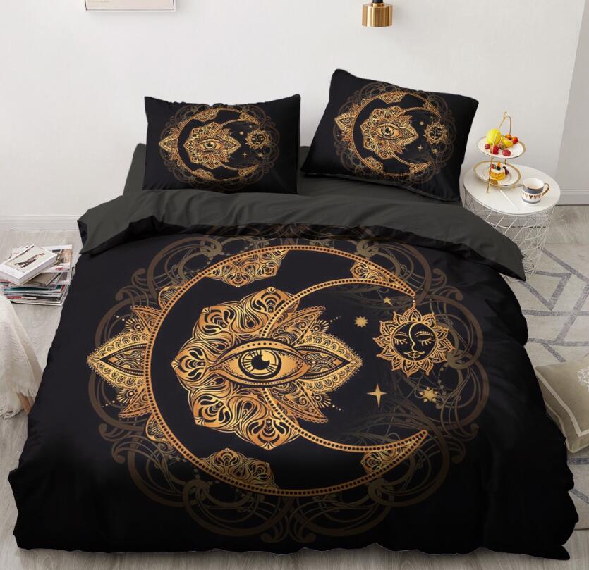 3D Gold Moon Eye 5550 Bed Pillowcases Quilt