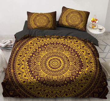 3D Gold Circle Pattern 5554 Bed Pillowcases Quilt