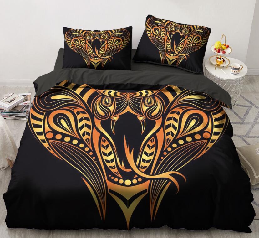 3D Gold Snake Mouth 5558 Bed Pillowcases Quilt