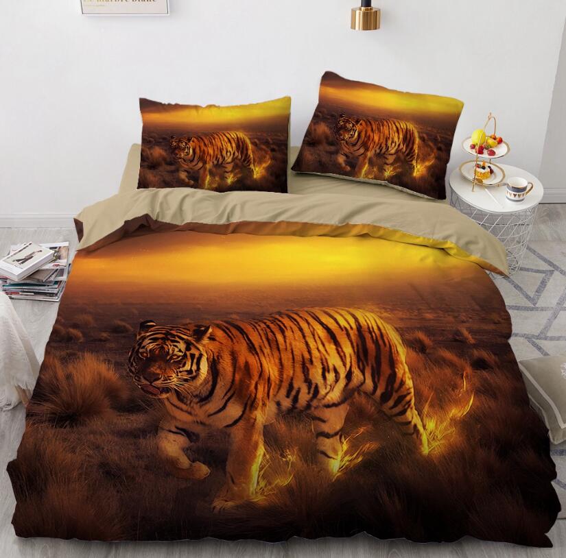 3D Tiger Grassland 9949 Bed Pillowcases Quilt