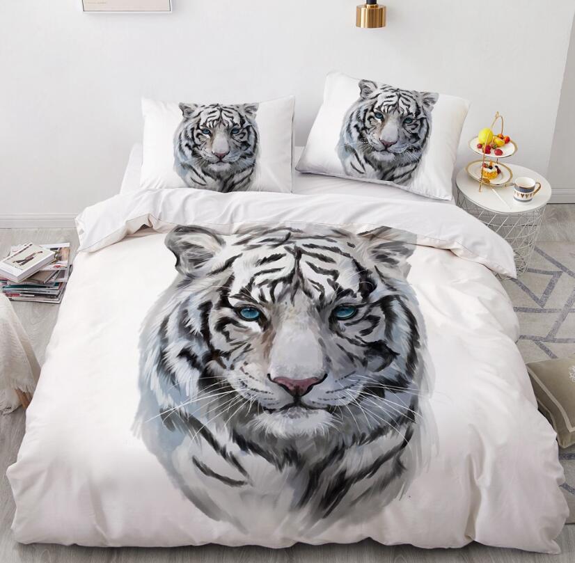3D White Tiger 9951 Bed Pillowcases Quilt
