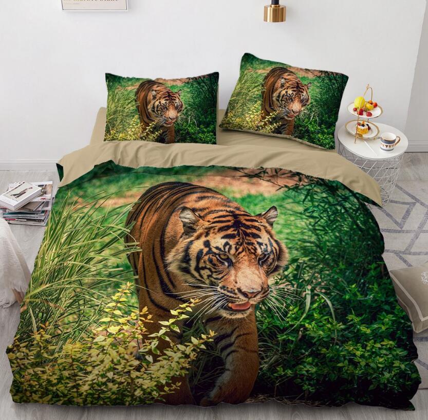 3D Grass Tiger 9957 Bed Pillowcases Quilt