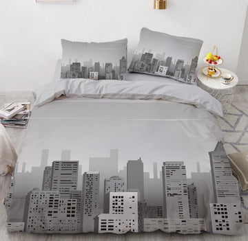 3D Gray City 11120 Bed Pillowcases Quilt